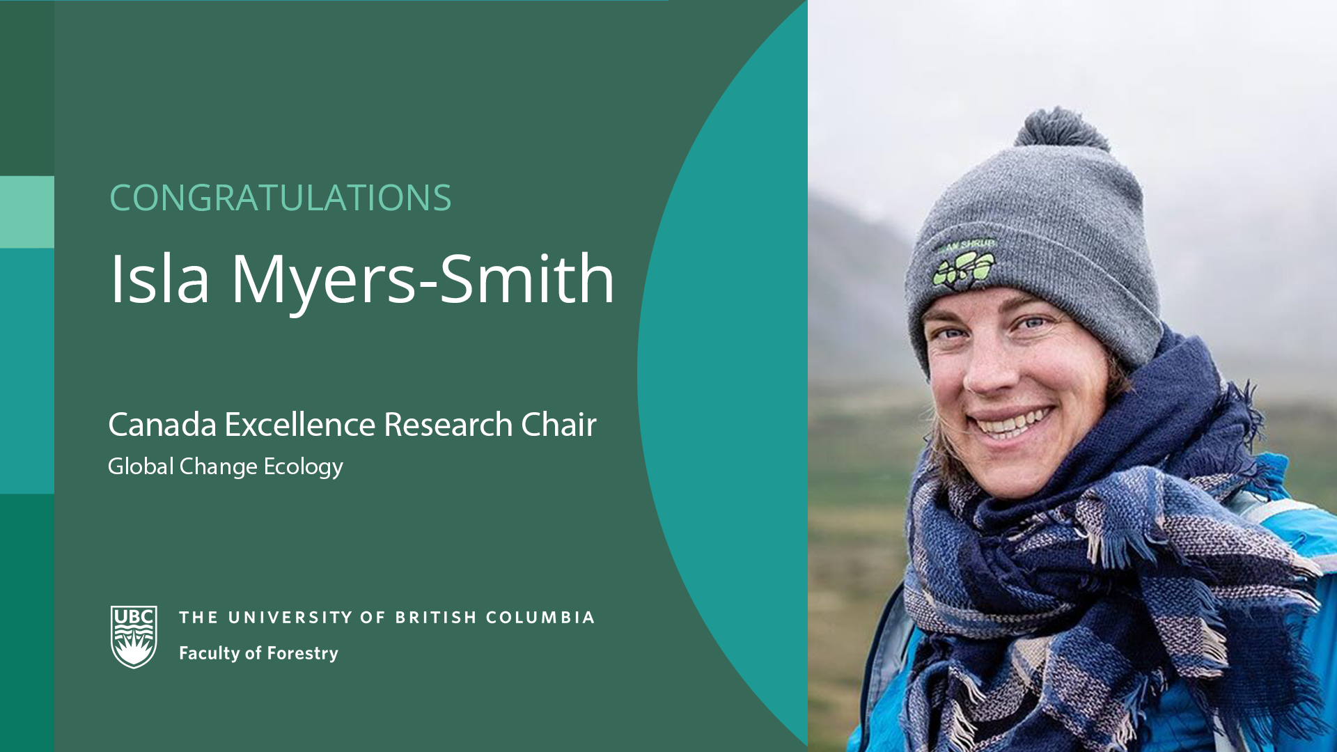 Congratulations Isla Myers-Smith; Canada Excellence Research Chair, Global Change Ecology