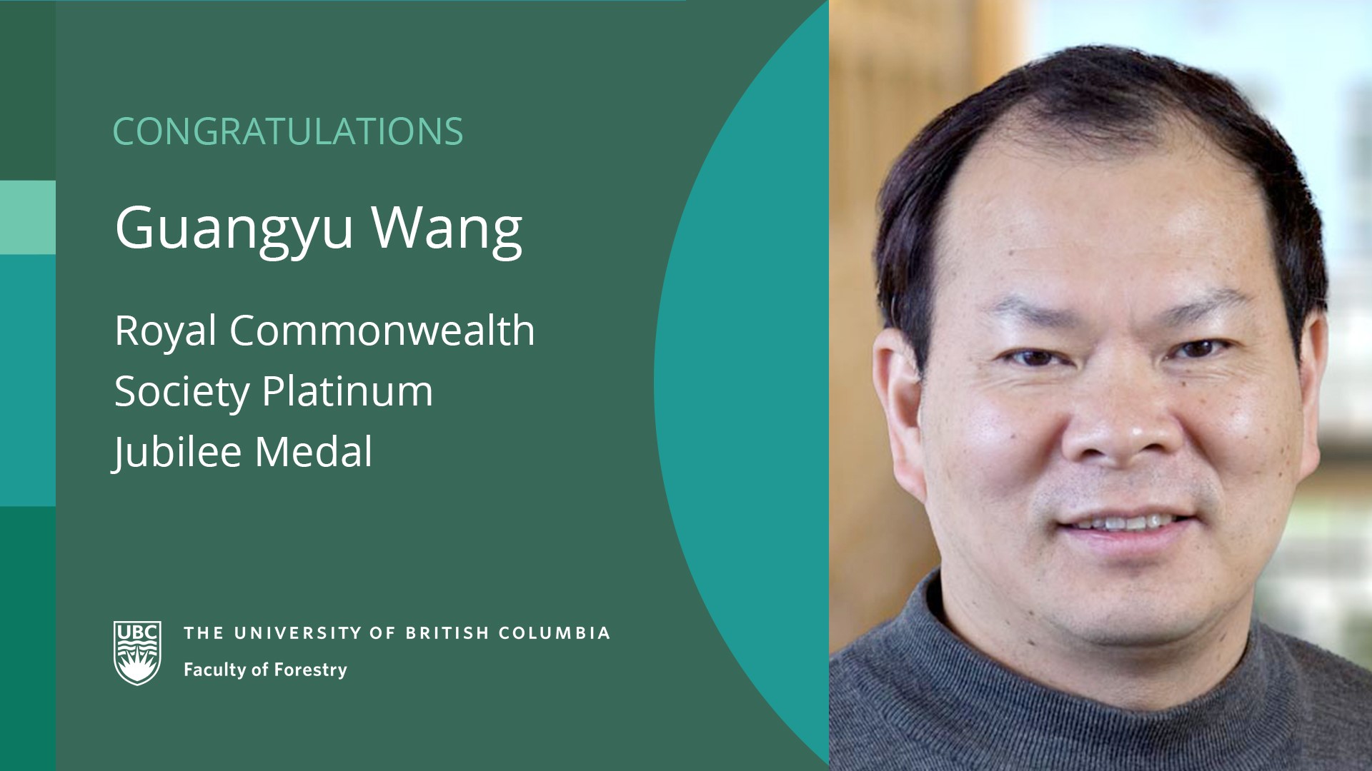 Guangyu Wang Awarded Royal Commonwealth Society Platinum Jubilee Medal