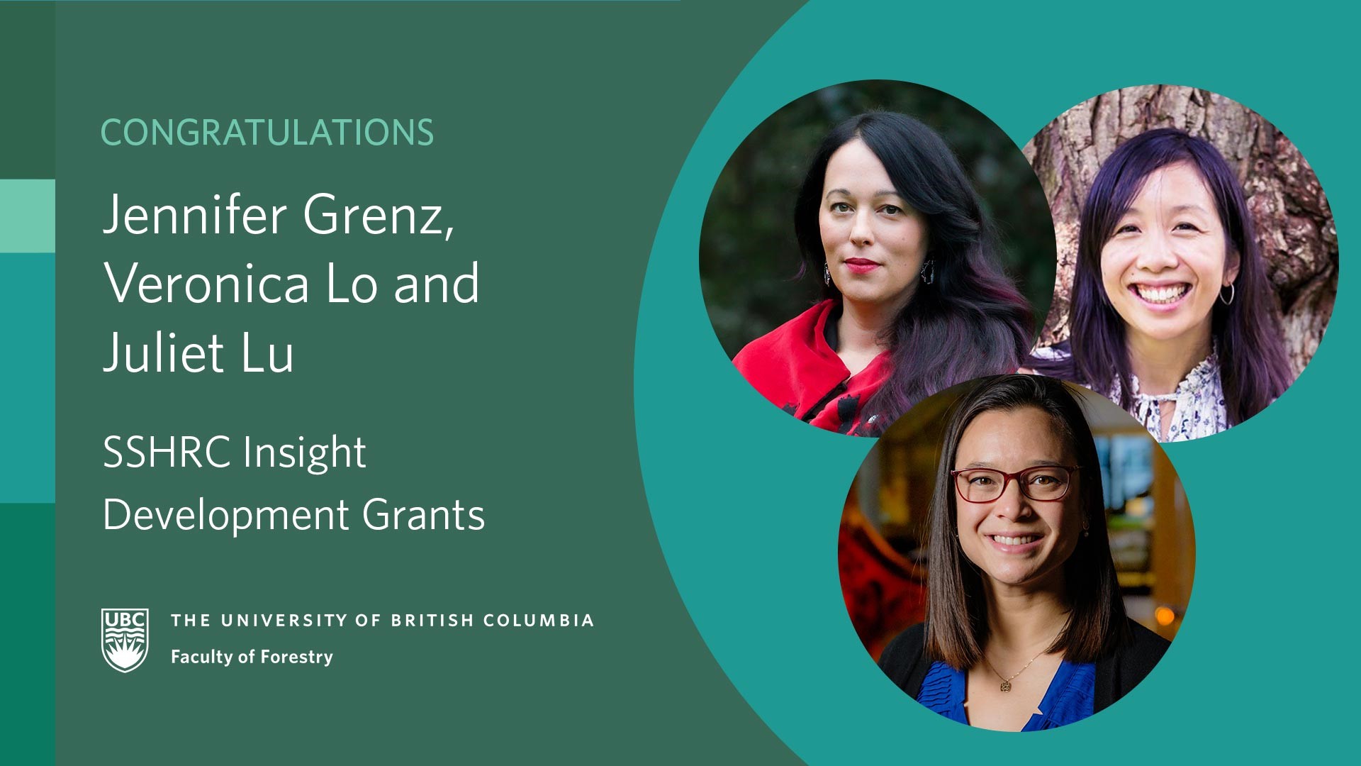 Jennifer Grenz, Veronica Lo, and Juliet Lu Receive SSHRC Insight ...